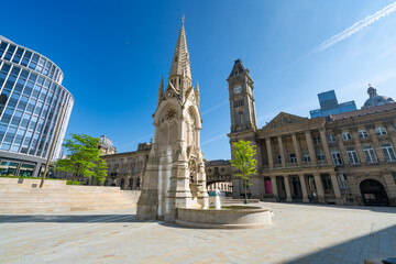 Chamberlain Memorial at Chamberlain Square built in 1880 in Birmingham, England