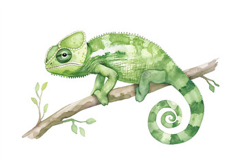 Green Chameleon on Branch