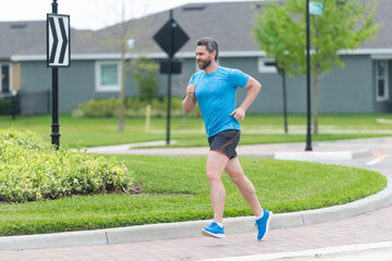 Hispanic athlete man runner sportsman running at full speed for exercise outdoor