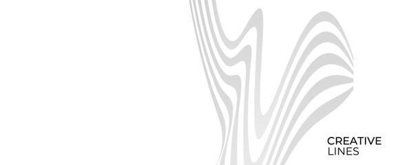 Wave lines in 3D perspective vector abstract background with smooth gradient of light grey and white monochrome colors, easy relaxing motion. banner, cover, poster, card. vector illustration