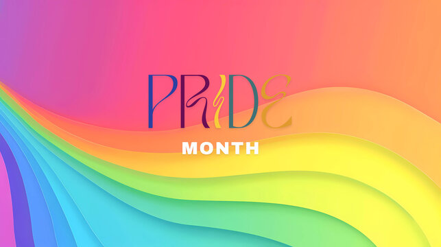 Celebrate Pride Month 2024 ,Pride Month lettering on colorful background