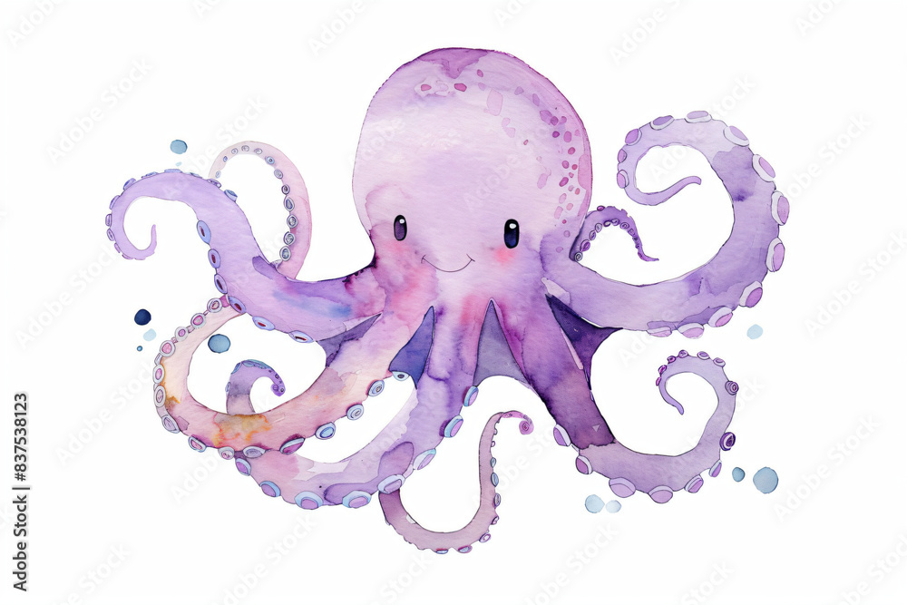 Canvas Prints cute watercolor octopus with big eyes