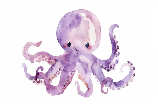 recommend clip art: Cute Watercolor Octopus Illustration
