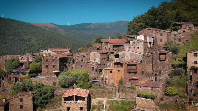 Aerial view of Talasnal, an ancient schist village in Portugal
