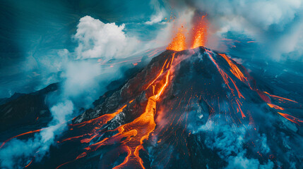 Fototapeta premium the volcano vomits fire
