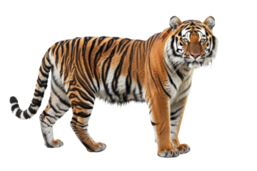 Tiger standing on black background