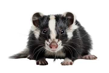 Close-up Portrait of a Cute Black and White Ferret