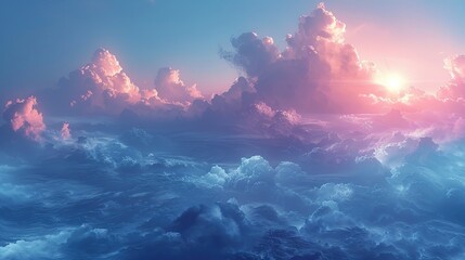 Naklejka premium Beautiful Cloudscape with Dramatic Atmosphere for Scenic Backgrounds