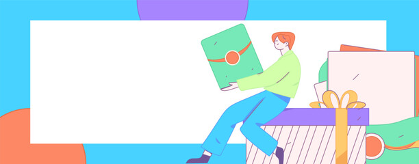 Holiday shopping people doing e-commerce online shopping flat vector concept operation hand drawn illustration
