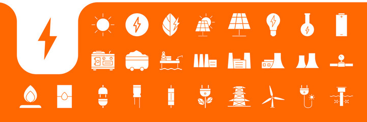 energy supply flat modern icons design vector