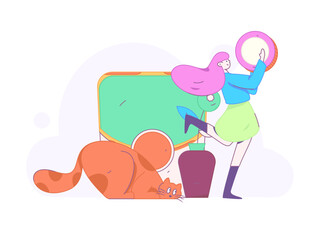 Holiday shopping people doing e-commerce online shopping flat vector concept operation hand drawn illustration
