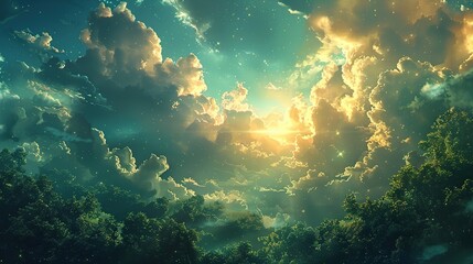 Naklejka premium Beautiful and Dramatic Cloud Landscape for Atmospheric Designs