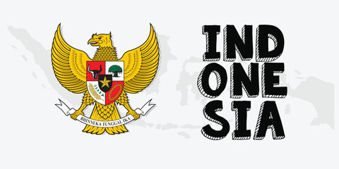 Indonesian Garuda text effect, editable font, typography, modern text with Indonesian map background