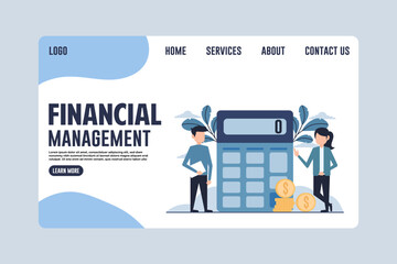 Landing Page Financial Management Design Illustration for Business