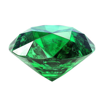 Close-up image of a sparkling green emerald gemstone, meticulously cut and polished, showcasing its vivid hue and clarity.