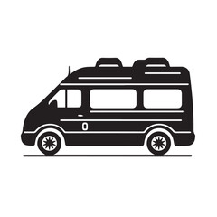 Minivan in cartoon, doodle style . Image for t-shirt, web, mobile apps and ui. Isolated 2d vector illustration in logo, icon, sketch style, Eps 10, black and white. AI Generative