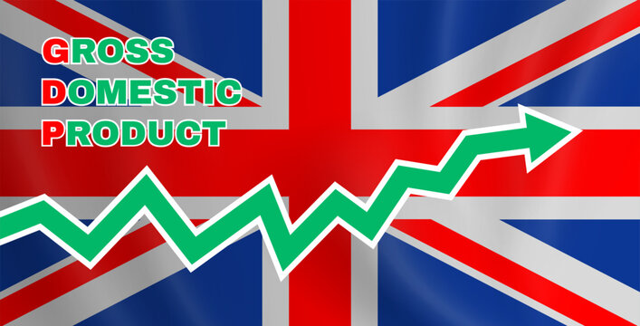 Gross Domestic Product graph United Kingdom GDP  flag background vector illustration