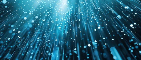 Fototapeta premium Pastel blue rain lines text on a dark dotted backdrop, creating a serene, mysterious atmosphere