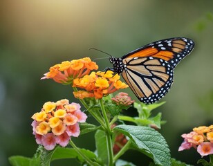 Obraz premium monarch butterfly on flower beautiful, yellow, close-up, wildlife, flowers, closeup, color