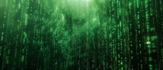 pastel green rain lines text on a dark green, dotted backdrop, creating a serene, mysterious atmosphere