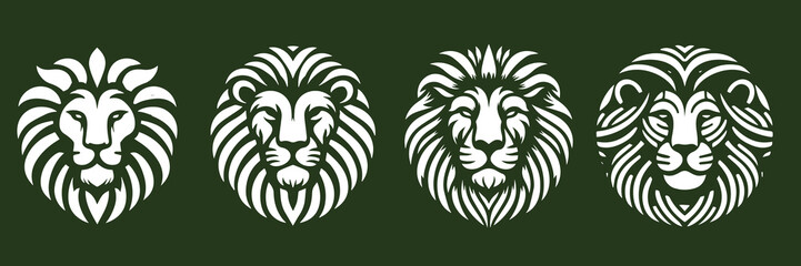 Vector design of lion, king of the jungle, futuristic green background, different designs