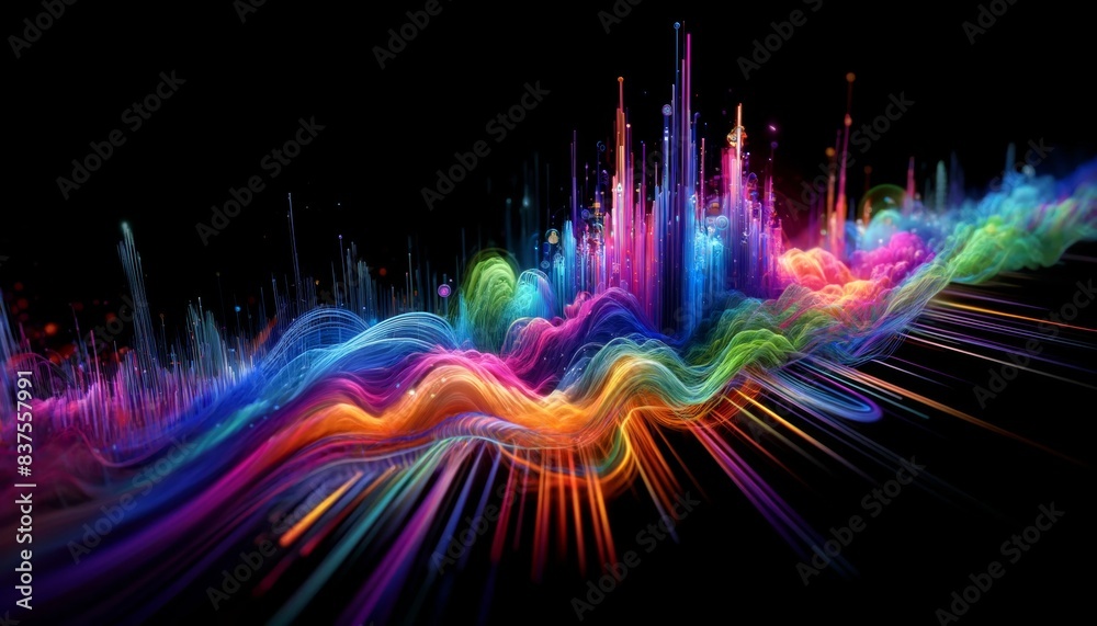 Poster here is the image you requested: abstract colorful background with glowing lines and abstract colorf