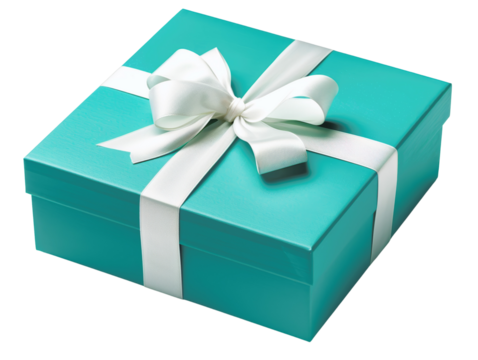Elegant teal gift box with white ribbon, perfect for celebrations, birthdays, and special occasions. A symbol of surprise and joy.