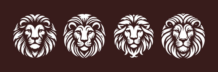 Vector design of lion, king of the jungle, futuristic red background, different designs