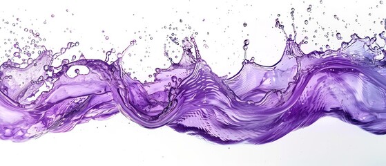 purple wavy glittering stream of water on white background