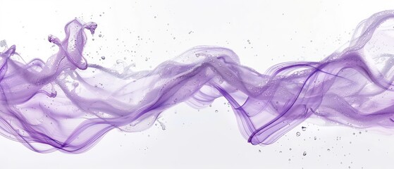 Fototapeta premium purple wavy glittering stream of water on white background
