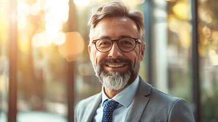 Fototapeta premium A smiling businessman with glasses and beard.