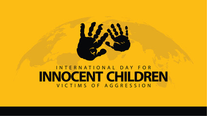 International day for innocent children victims of aggression. Vector illustration of children's palms. Suitable for banners, web, social media, greeting cards etc