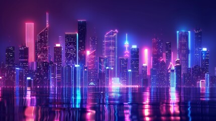 Futuristic blue Urban Landscape with Advanced Smart City Technology, abstract graphic, banner design, brochure, pattern design, web, background template