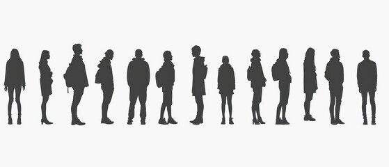 silhouette of individual people on a white background