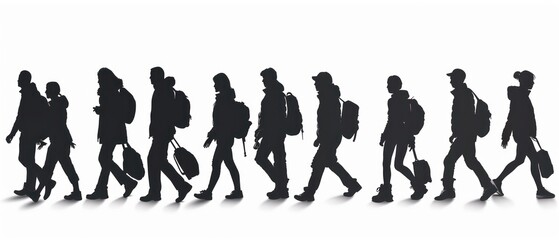 silhouette of individual people on a white background