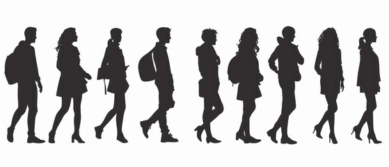 silhouette of individual people on a white background
