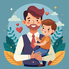 Fototapeta premium happy father's day illustration 