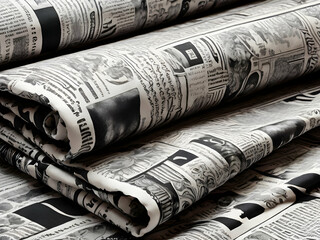 stack of newspapers.  fabric,textile,newspaper,design  ,pattern,Ai generated 