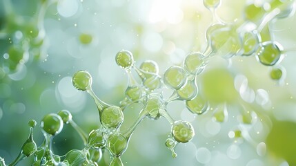 Digital technology green bubble molecule poster background