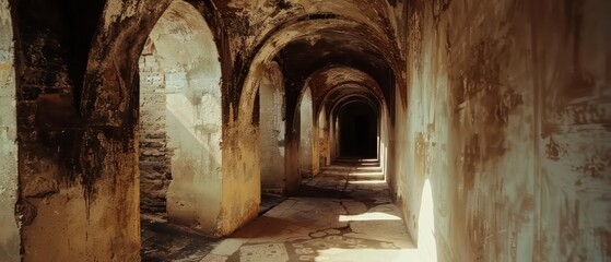 Architectural corridor in a Medieval Fortress