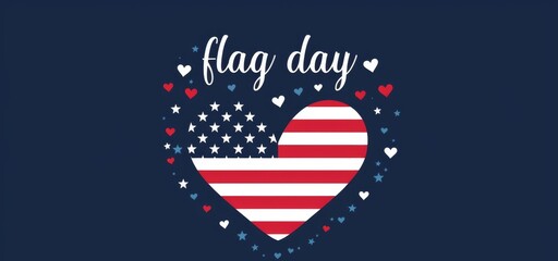 Obraz premium Flag Day June 14: American Heart shaped Flag Design