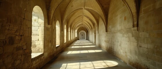 Fototapeta premium Architectural hallway corridor in a Medieval Fortress