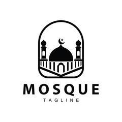 Black silhouette design of Islamic place of worship simple modern minimalist mosque logo template