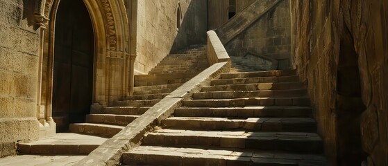 Obraz premium architectural stair in medieval fortress