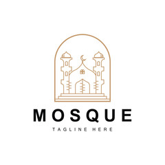 Black silhouette design of Islamic place of worship simple modern minimalist mosque logo template