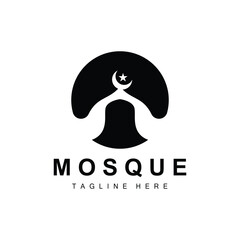 Black silhouette design of Islamic place of worship simple modern minimalist mosque logo template