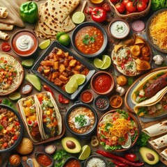 Fototapeta premium Top view fresh mexican food