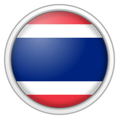 Thailand circle glossy 3d flag. country flag button.