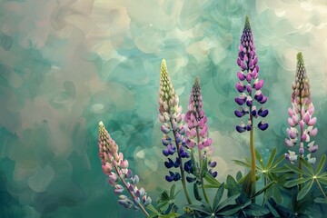 Illustration of the lupins with empty space