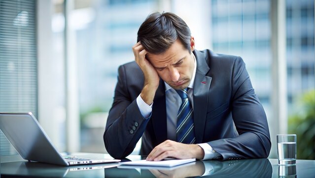 business executive is sad because of getting very low salary